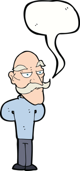 cartoon old man with mustache with speech bubble png