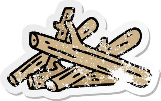 distressed sticker of a quirky hand drawn cartoon logs png