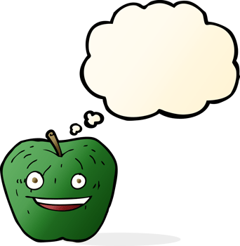 cartoon apple with thought bubble png