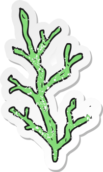 retro distressed sticker of a cartoon seaweed png