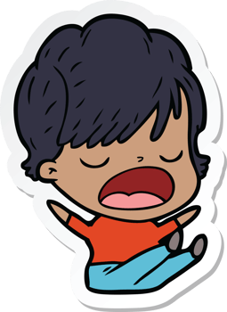 sticker of a cartoon woman talking png