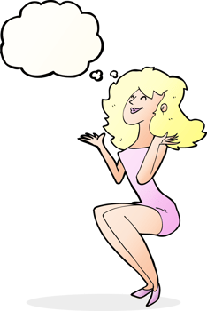 cartoon attractive woman sitting with speech bubble png