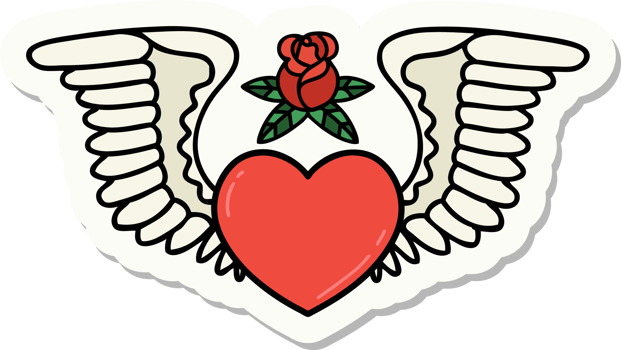 sticker of tattoo in traditional style of a heart with wings png