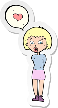 sticker of a cartoon woman in love png