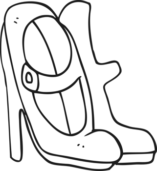 drawn black and white cartoon high heeled shoes png