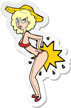 sticker of a cartoon bikini pin up woman png