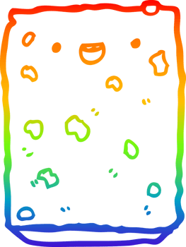 rainbow gradient line drawing of a cartoon biscuit png