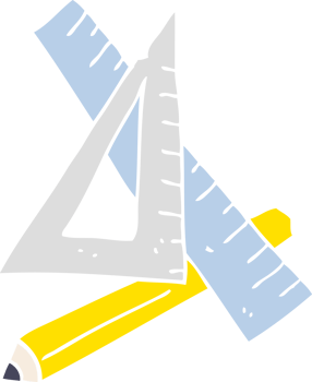 flat color illustration of pencil and ruler png