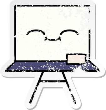 distressed sticker of a cute cartoon white board png