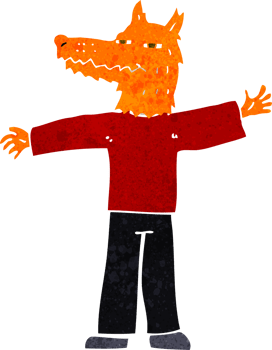 cartoon happy fox man png