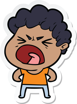 sticker of a cartoon furious man png