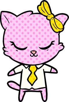 cute cartoon business cat with bow png