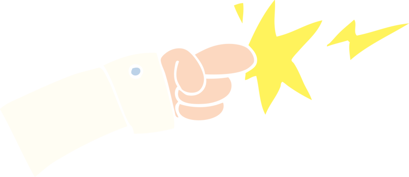 flat color illustration cartoon pointing hand icon png