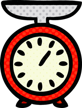 comic book style cartoon of a weighing scale png