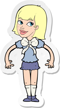 sticker of a cartoon woman wearing a big bow tie png
