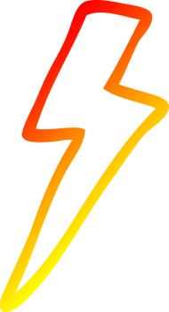 warm gradient line drawing of a cartoon lightning bolt png