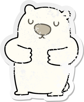 distressed sticker of a quirky hand drawn cartoon polar bear png