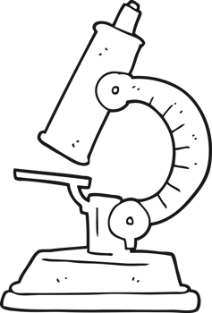 drawn black and white cartoon microscope png