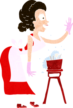 cartoon housewife washing up png