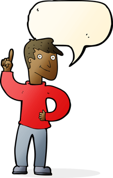 cartoon man with great idea with speech bubble png