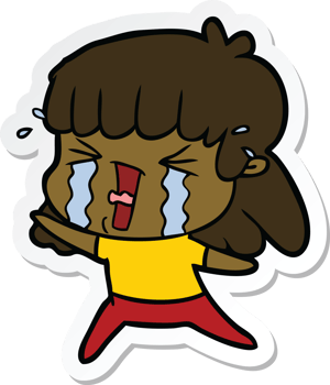 sticker of a cartoon woman in tears png