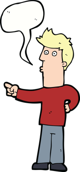 cartoon man pointing with speech bubble png
