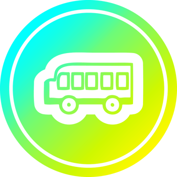 school bus circular icon with cool gradient finish png