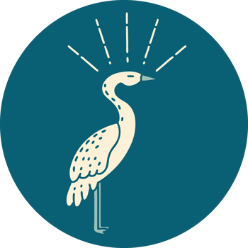 icon of a tattoo style standing stork png