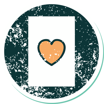 iconic distressed sticker tattoo style image of the ace of hearts png