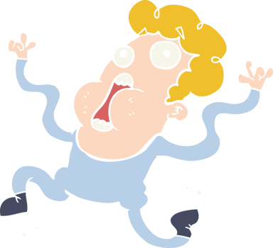 flat color style cartoon terrified man png
