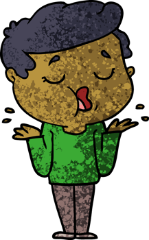 cartoon man talking and shrugging shoulders png