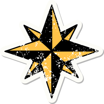 distressed sticker tattoo in traditional style of a star png