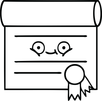 line drawing cartoon of a certificate png
