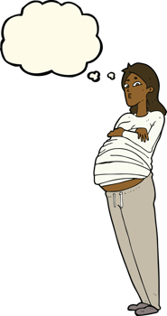 cartoon pregnant woman with thought bubble png