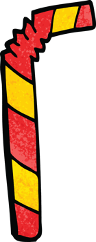 cartoon doodle striped straw png