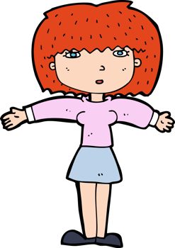 cartoon woman shrugging shoulders png