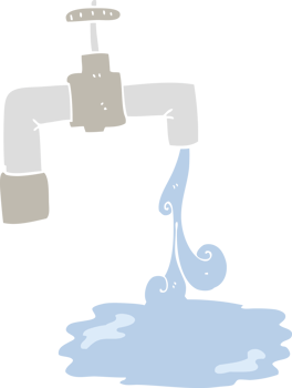 flat color illustration of running faucet png