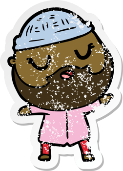 distressed sticker of a cartoon man with beard png