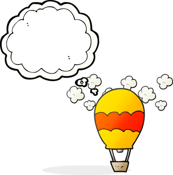 hand drawn thought bubble cartoon hot air balloon png