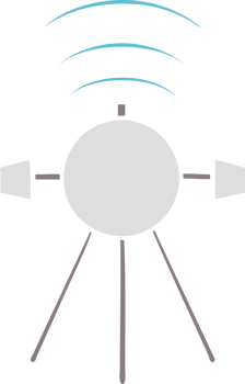 flat color retro cartoon of a satellite png