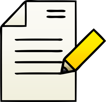 gradient shaded cartoon of a of writing a document png