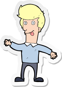 sticker of a cartoon man sticking out tongue png