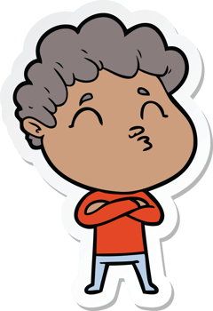 sticker of a cartoon man pouting png