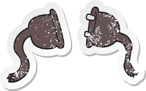 retro distressed sticker of a cartoon electrical plugs png