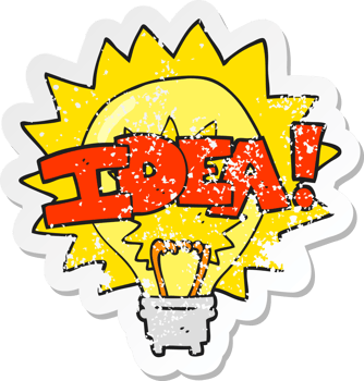 retro distressed sticker of a cartoon idea light bulb symbol drawing png