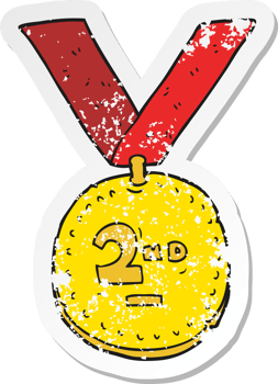 retro distressed sticker of a cartoon sports medal png
