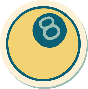 sticker of tattoo in traditional style of 8 ball png