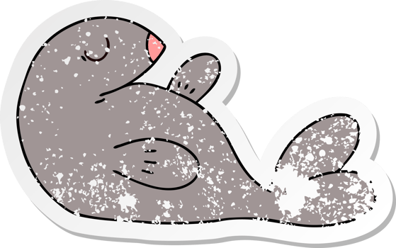 distressed sticker of a quirky hand drawn cartoon seal png
