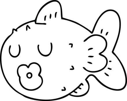 line drawing quirky cartoon fish png