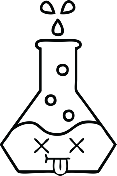 line drawing cartoon of a science beaker png
